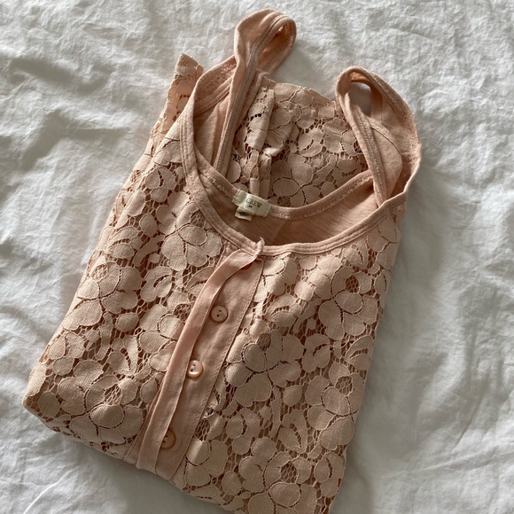 J Crew Lace Overlay Tank Top in Blush - Picture 6 of 8